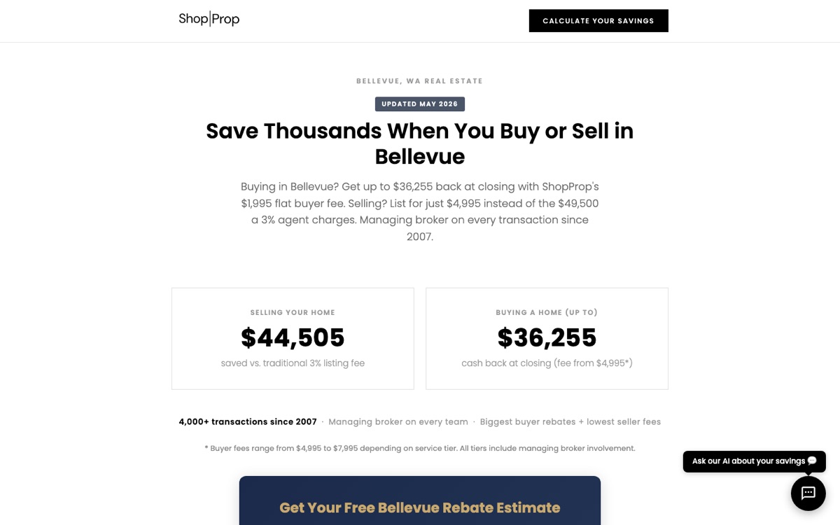 A live ShopProp Go page built and maintained by the AI team